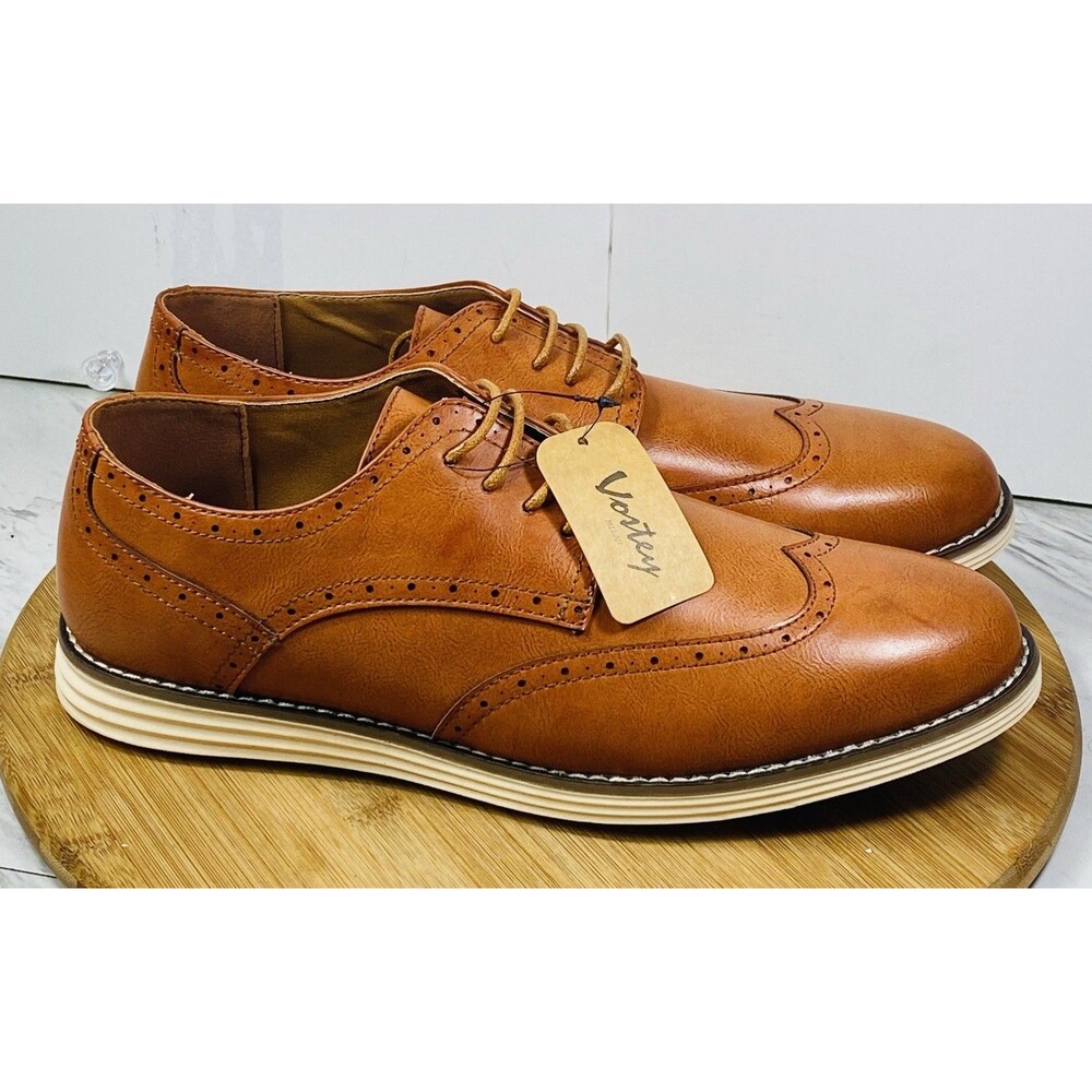 VOSTEY Mens BMY617A Wingtip Oxford Dress Shoes, Size 9.5 Brown Leather NEW